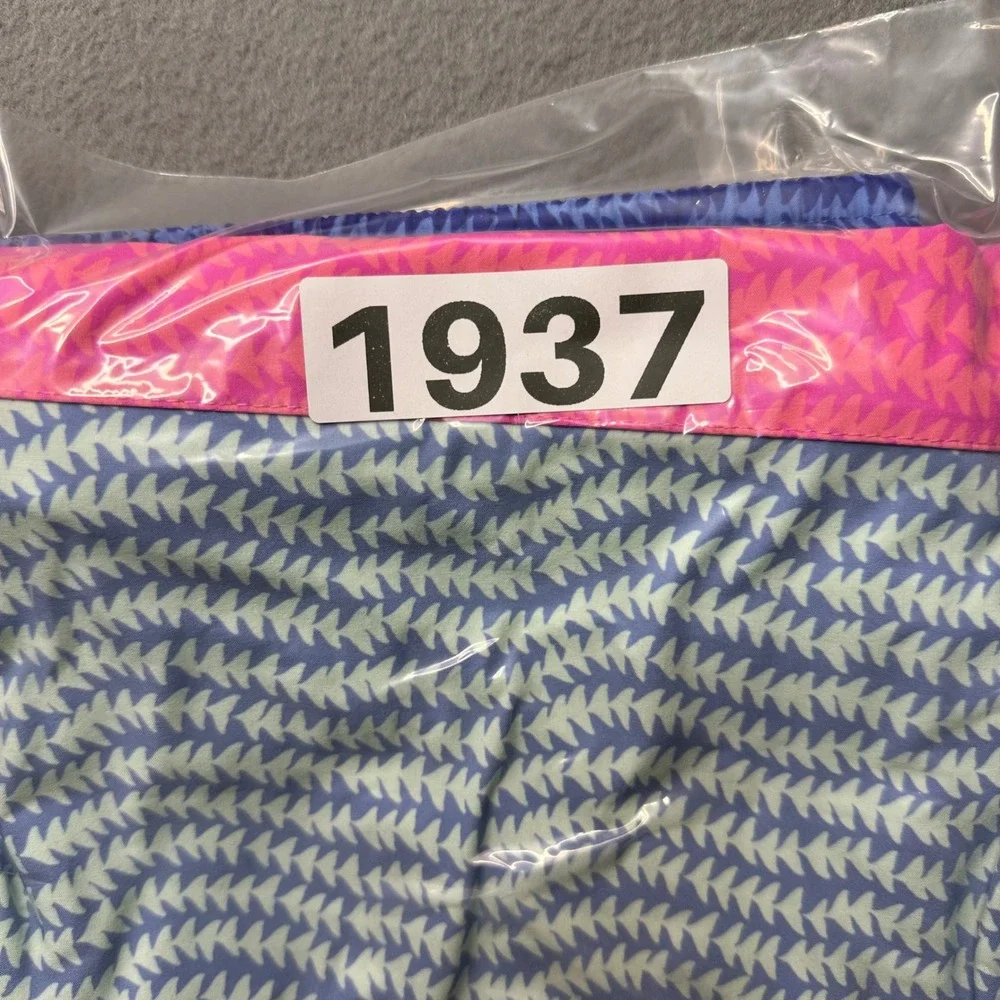 Vineyard Vines Swim Trunks Boys XL 18 Blue Pink White Colorblock Geometric Print